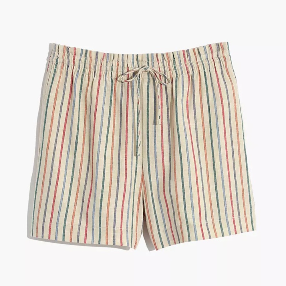Madewell Drawstring Pull-On Shorts in Rainbow Stripe